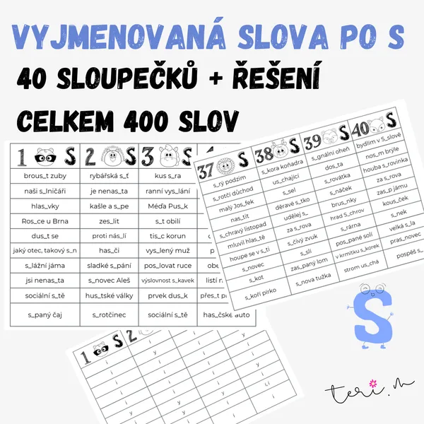 VYJMENOVANÁ SLOVA PO S - sloupečky 1