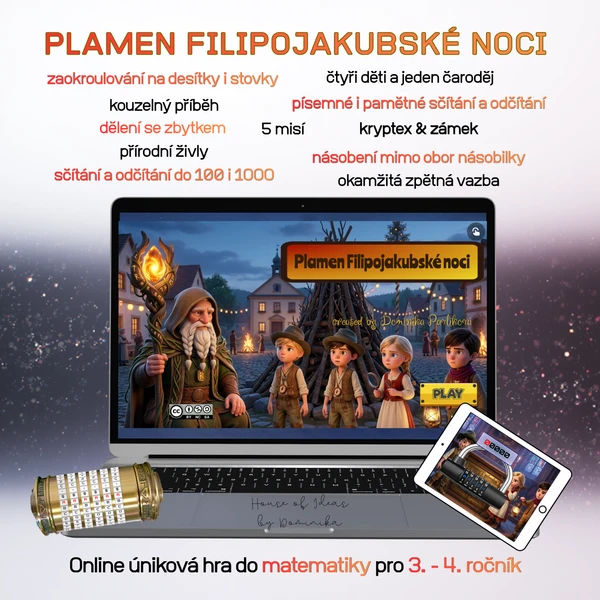 Plamen filipojakubské noci - online úniková hra do matematiky 1