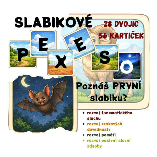 Slabikové pexeso - sluchové vnímání první slabika 1