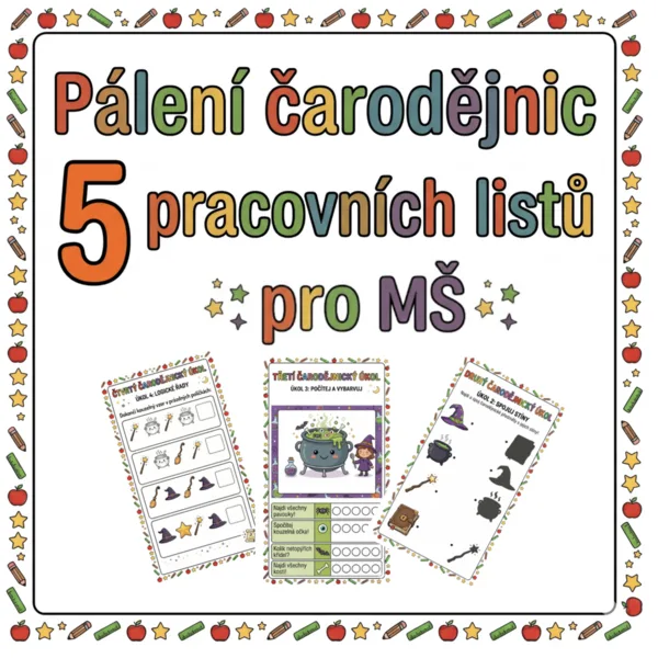 Pálení čarodějnic pro MŠ - 5 pracovních listů 1