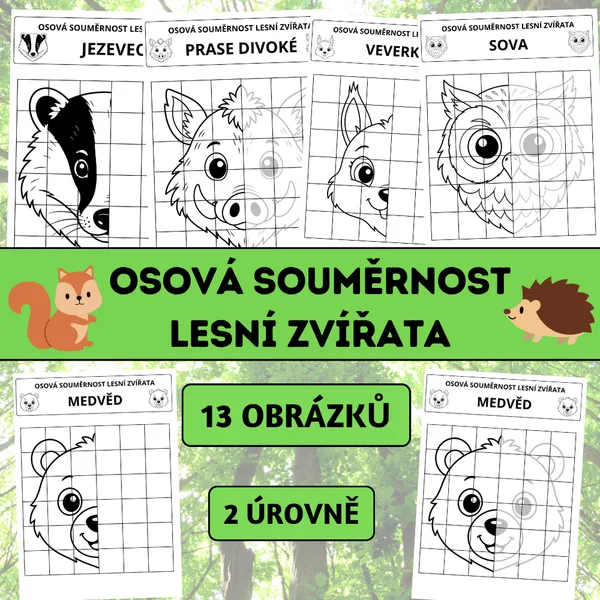 Osová souměrnost: Lesní zvířata 1