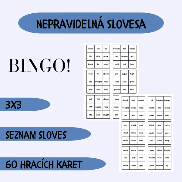 Bingo nepravidelná slovesa 3x3 1