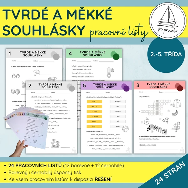 Tvrdé a měkké souhlásky | pracovní listy + rychlé doplňovačky 1