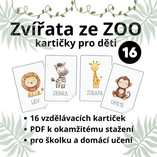 Zvířata ze ZOO – výukové kartičky (16 ks) 1