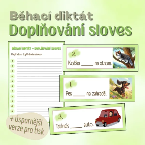 Běhací diktát + doplňování sloves 1