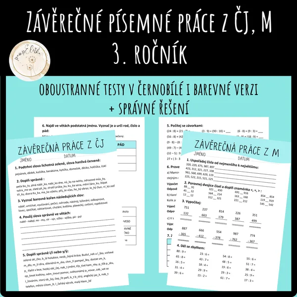  Závěrečné písemné práce z ČJ, M - 3. ročník 1