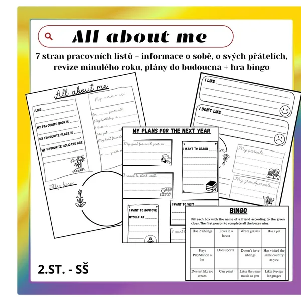 All about me - soubor pracovních listů + hra bingo 1