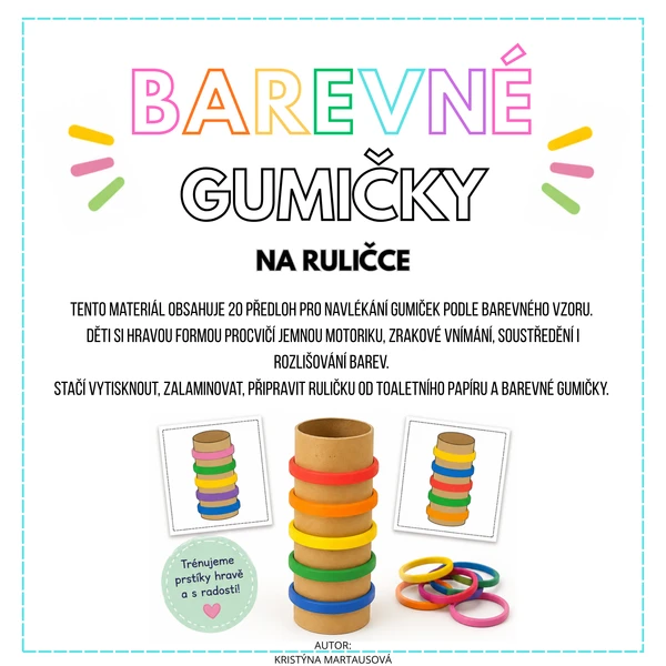 Barevné gumičky na ruličce – 20 předloh k navlékání 1