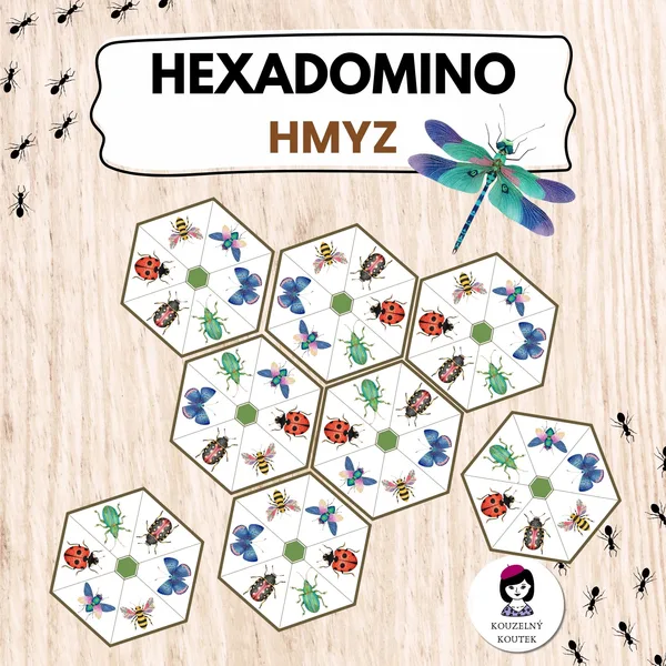 Hmyzí hexadomino | hexagon skládačka | Puzzle | Hmyz | Brouci | Entomologie 1