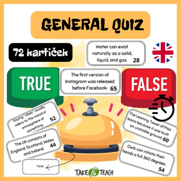VŠEOBECNÝ KVÍZ - QUIZ - TRUE OR FALSE 1