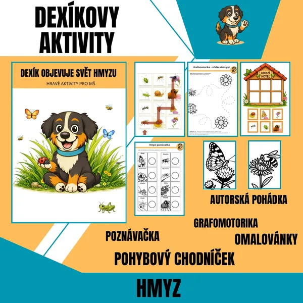 Dexík objevuje svět hmyzu – hravé aktivity pro MŠ | grafomotorika, Bee-Bot, pohádka, hmyzí hotel 1