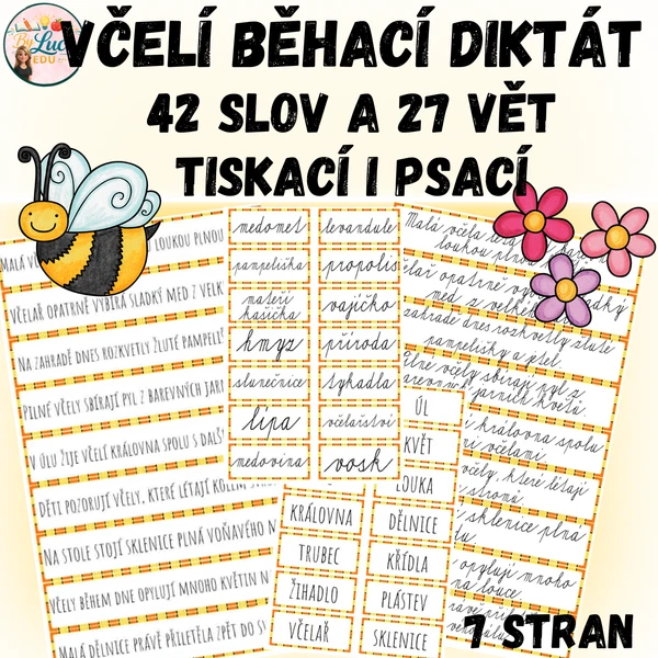 Včelí diktát pro 2. třídu - 42 slov a 27 vět 1