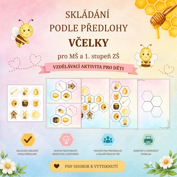 Skládání podle předlohy - VČELKY (pro MŠ a 1. stupeň ZŠ) 1