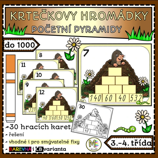 KRTEČKOVY HROMÁDKY - početní pyramidy do 1000 1