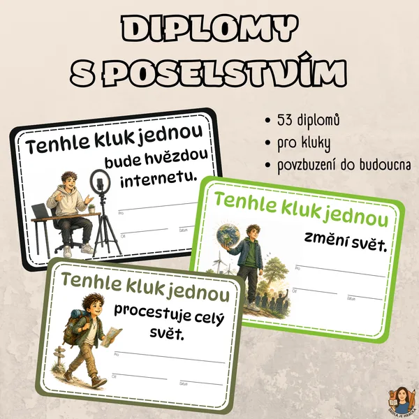 Diplomy s poselstvím - pro kluky 1