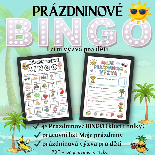 Prázdninové BINGO – letní výzva pro děti (4 pracovní listy) 1
