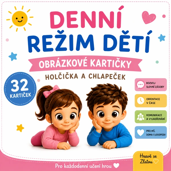 Denní režim dětí – 32 obrázkových kartiček (holčička a chlapeček) 1