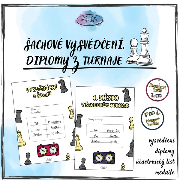 Šachové vysvědčení (růžová a modrá) 1