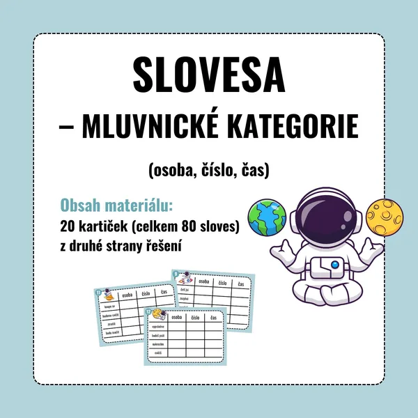 SLOVESA – mluvnické kategorie (osoba, číslo, čas) 1