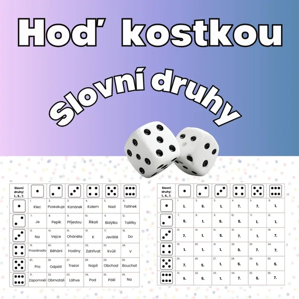 Hoď kostkou - Slovní druhy 1