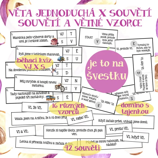 Věta jednoduchá X souvětí + jednoduché větné vzorce 1
