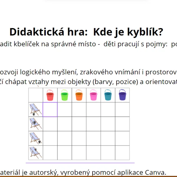Didaktická hra: Kde je kyblíček? 1