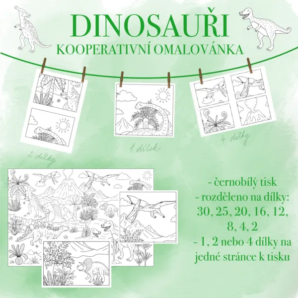 Dinosauří kooperativní omalovánka 1
