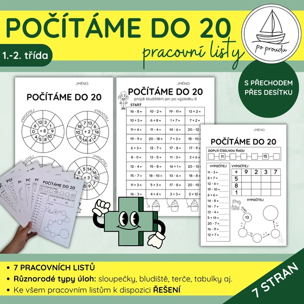 Počítáme do 20 s přechodem přes desítku | pracovní listy 1