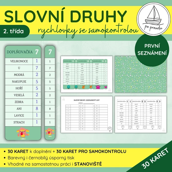Slovní druhy pro 2. třídu | rychlovky se samokontrolou 1