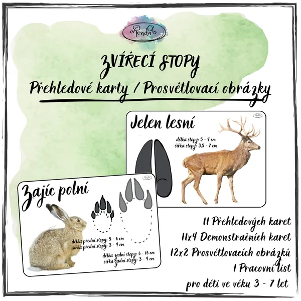 Zvířecí stopy - přehledové karty, prosvětlovací obrázky 1