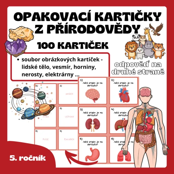 Obrázkové opakovací kartičky z PŘÍRODOVĚDY - 100 kartiček 1