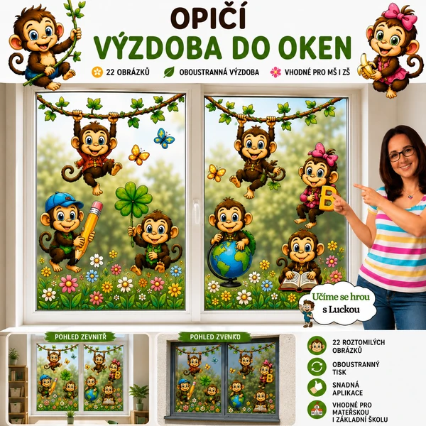 Opice výzdoba - oboustranná nejen do oken 1