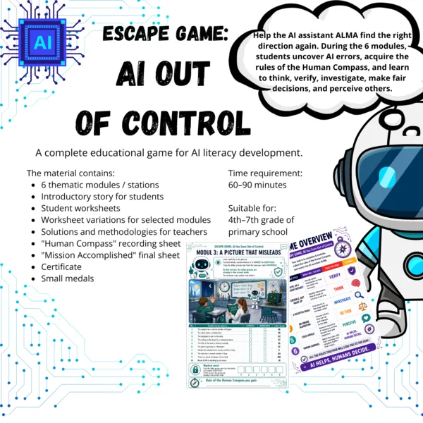 AI Literacy Escape Game | Critical Thinking & AI Ethics Activity | Grades 4-7 1