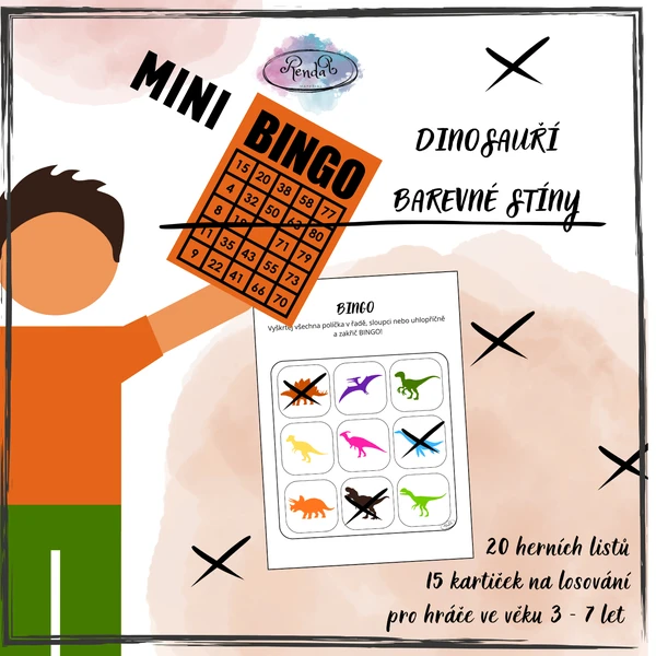 mini Bingo - Dinosauří barevné stíny 1