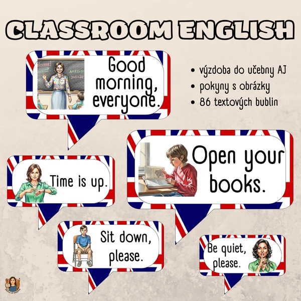 Classroom English s obrázky - výzdoba učebny AJ 1