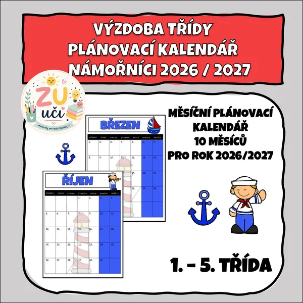 Výzdoba třídy - Kalendář 2026/2027 - Námořníci 1