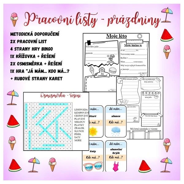 Prázdniny - pracovní listy 1