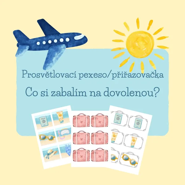 Prosvětlovací pexeso/přiřazovačka - Co si zabalím na dovolenou? 1