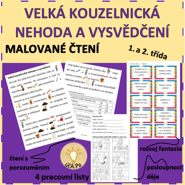 VELKÁ KOUZELNICKÁ NEHODA A VYSVĚDČENÍ - MALOVANÉ ČTENÍ 1