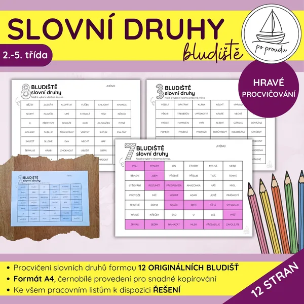 Slovní druhy | 12 bludišť 1