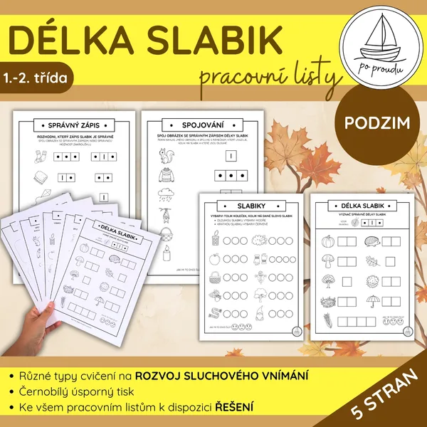 Délka slabik | podzimní pracovní listy 1