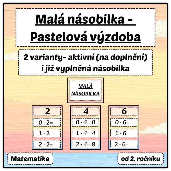 Malá násobilka - Pastelová výzdoba 1