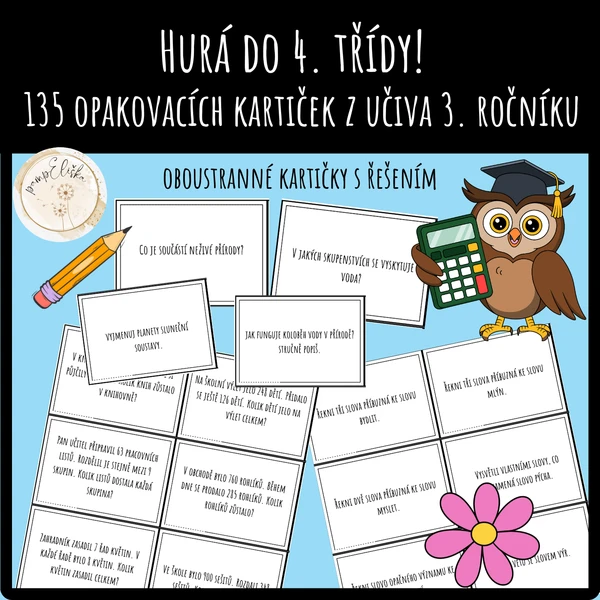 Hurá do 4. třídy! 135 opakovacích kartiček z učiva 3. ročníku 1