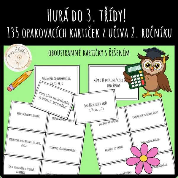 Hurá do 3. třídy! 135 opakovacích kartiček z učiva 2. ročníku 1