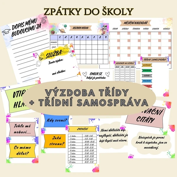 Výzdoba třídy, ideální pro 2. stupeň, nástěnka, vtipné hlášky, motivační citáty, třídní samospráva, ... 1