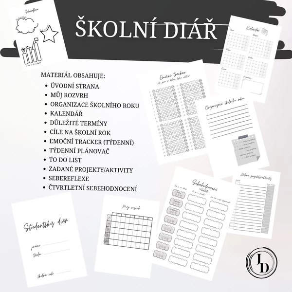 Školní diář - černobílý 1