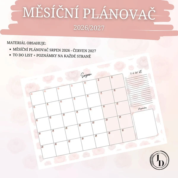 Měsíční plánovač - pivoňky 1