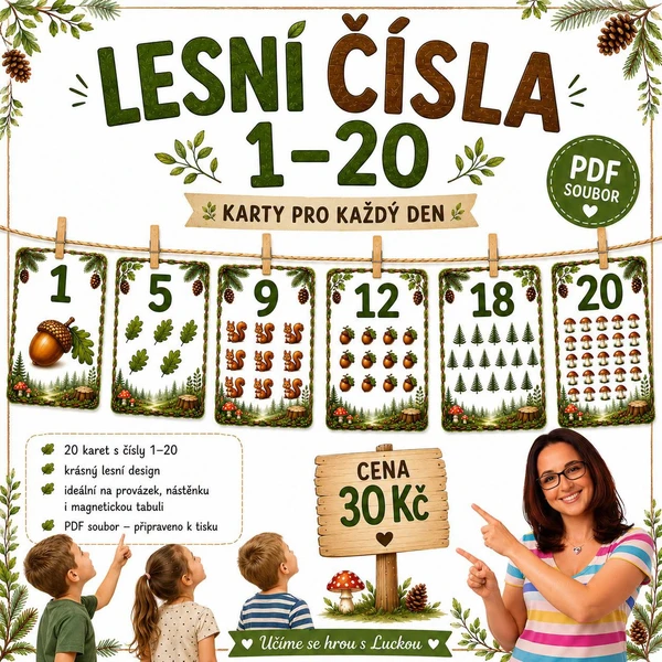 ČÍSLA - LES - VÝZDOBA - DIDAKTICKÁ POMŮCKA 1