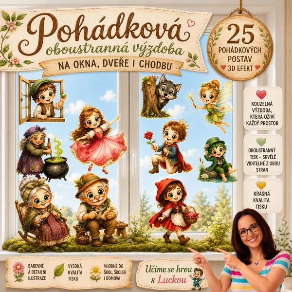 Pohádky - oboustranná výzdoba nejen do oken vel. A3, A4, A5 1
