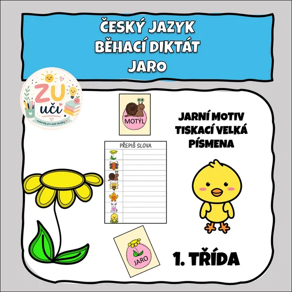 Jarní běhací diktát pro prvňáčky 1